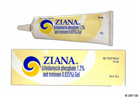 Ziana Gel, price shown.