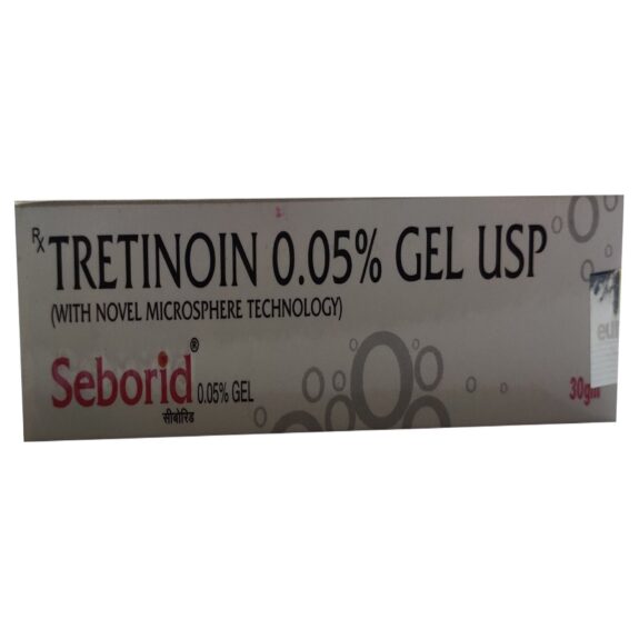 Seborid 0.025% Gel. Product image showing packaging.