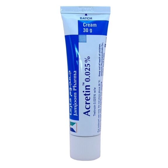 Acretin 0.025% Cream tube.
