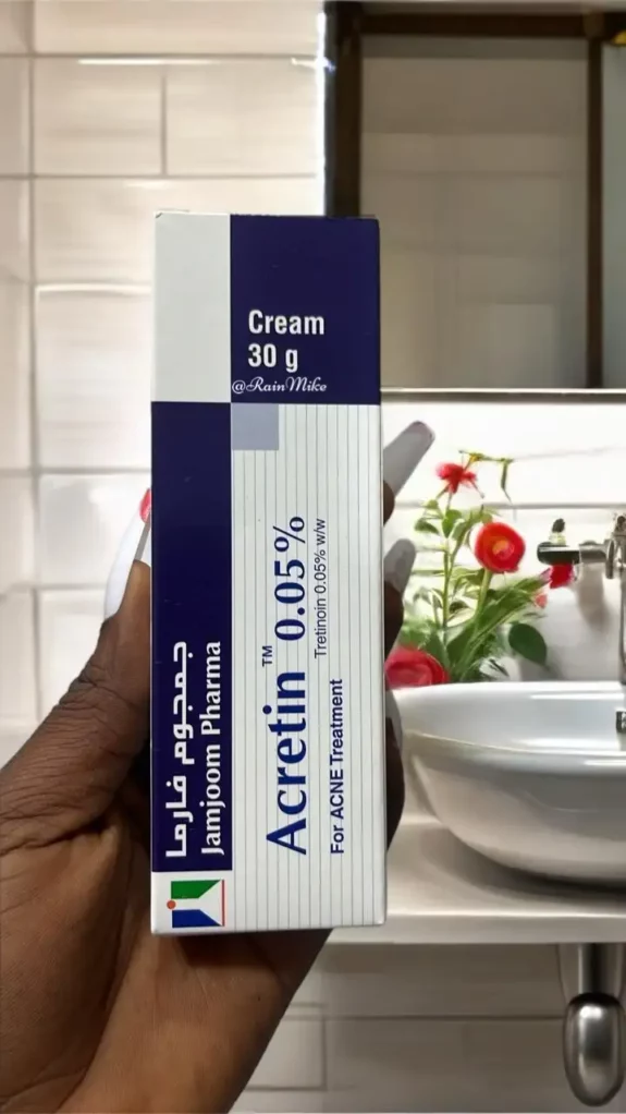 Acretin Cream 0.5% topical acne treatment.