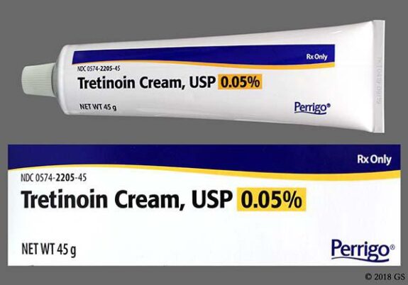 Tretinoin Cream 0.05%, Perrigo brand.