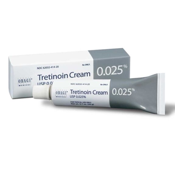 Obagi Tretinoin 0.025% cream tube.