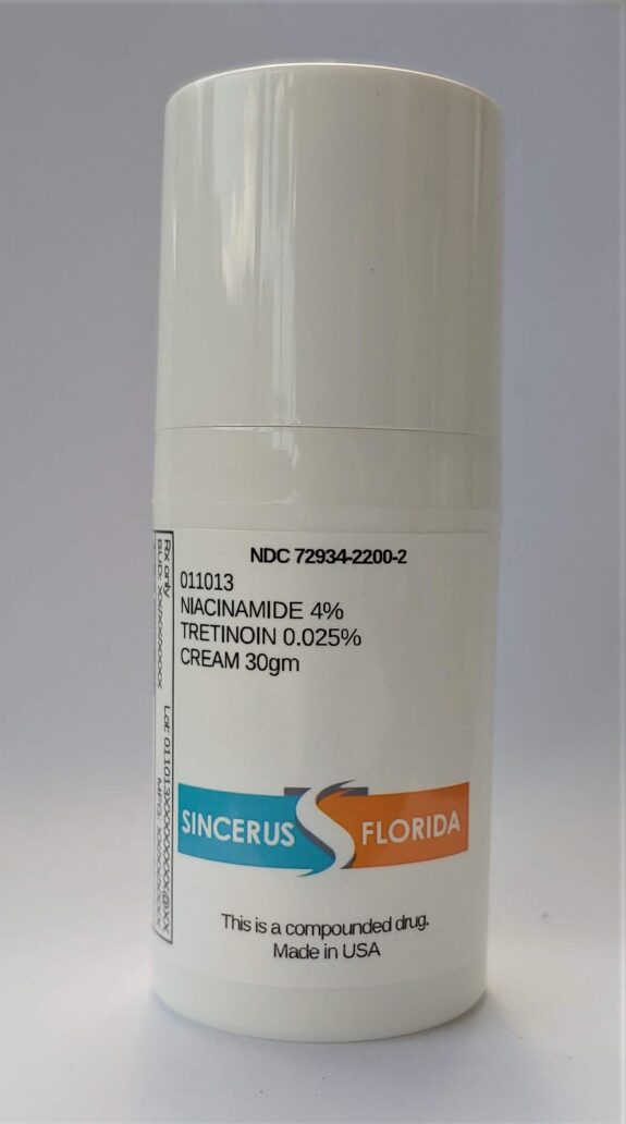Tretinoin 0.025% & Niacinamide 4% serum.