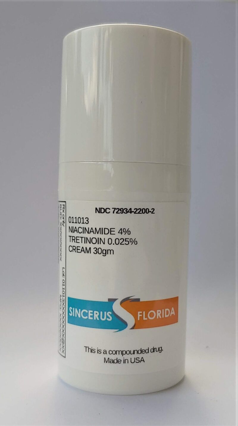 Tretinoin 0.025% & Niacinamide 4% serum.