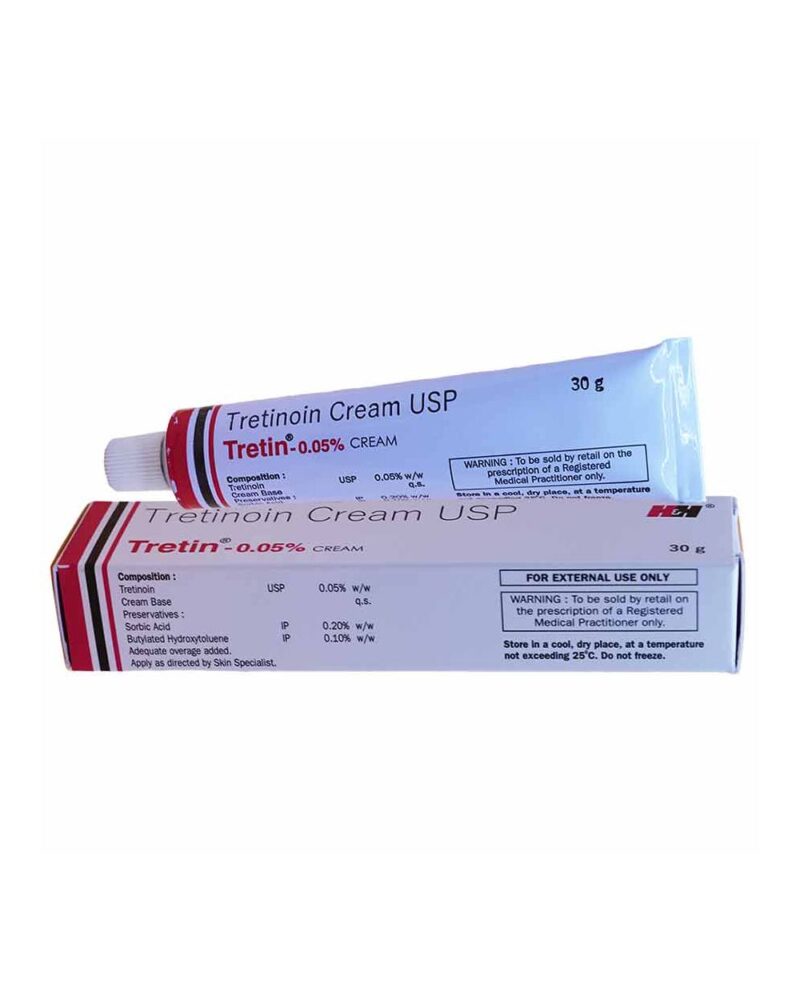Tretinoin 0.05% cream, 2 tubes.