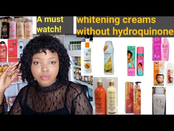 Whitening cream jar, hydroquinone-free.