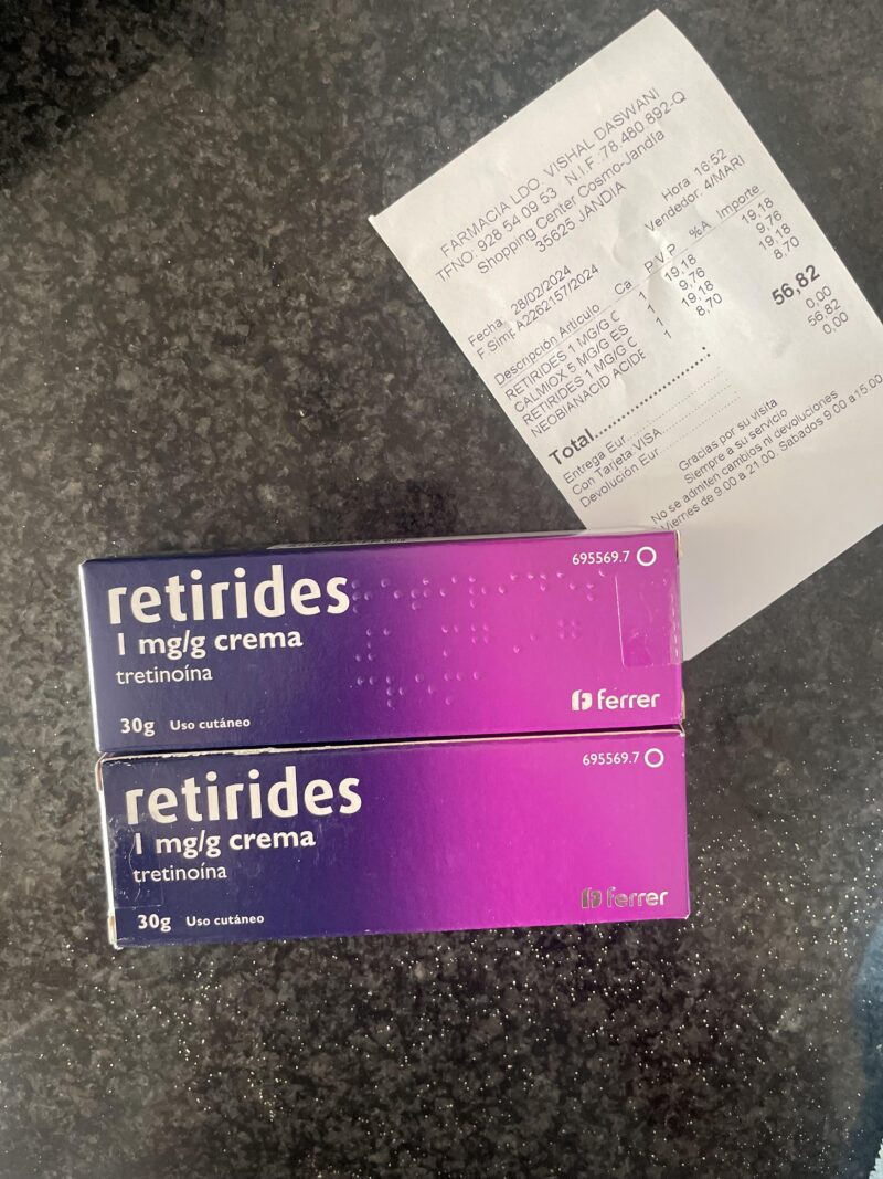 Tretinoin Cream, Spanish packaging.