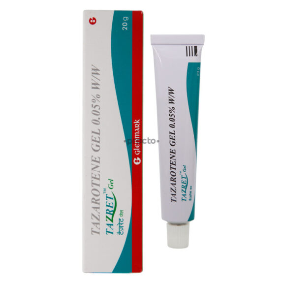 Tazret 0.05% Gel: Product image showing packaging and/or tube.