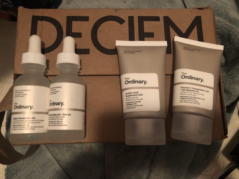 Niacinamide, Alpha Arbutin, & Azelaic Acid serum bottle