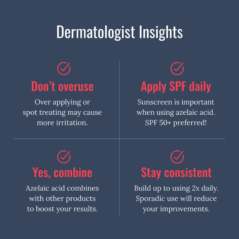 Azelaic acid uses guide infographic.