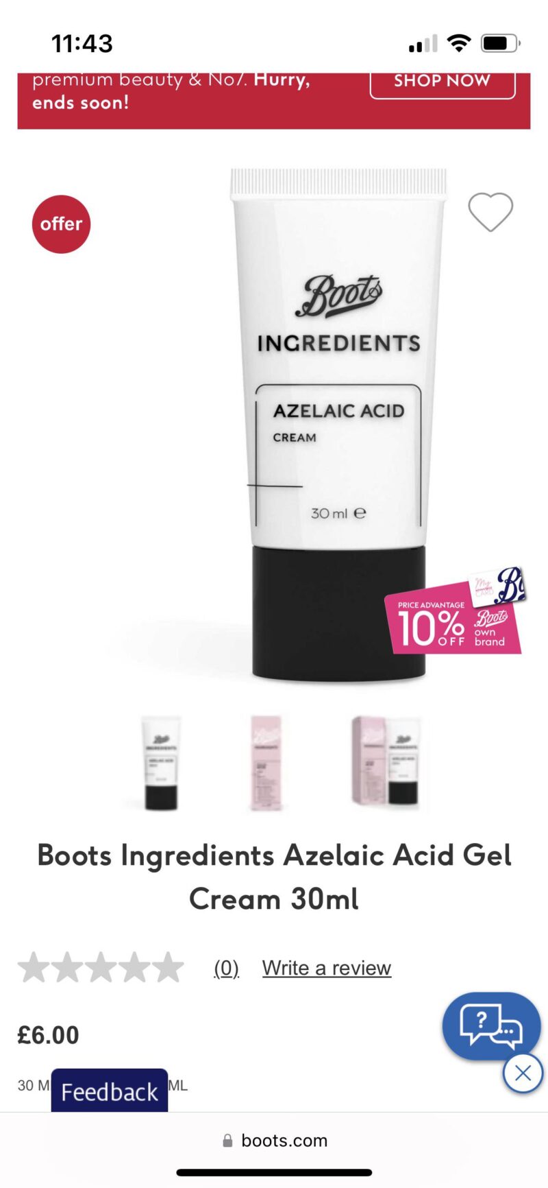 Ordinary Azelaic Acid Suspension Boots - skincare product