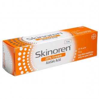 Skinoren cream tube, pharmacy packaging.